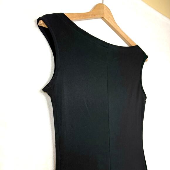 Vintage 80s Necessary Objects S‎ Black Beaded HiLo Midi Dress Goth Moody Party - Picture 4 of 8